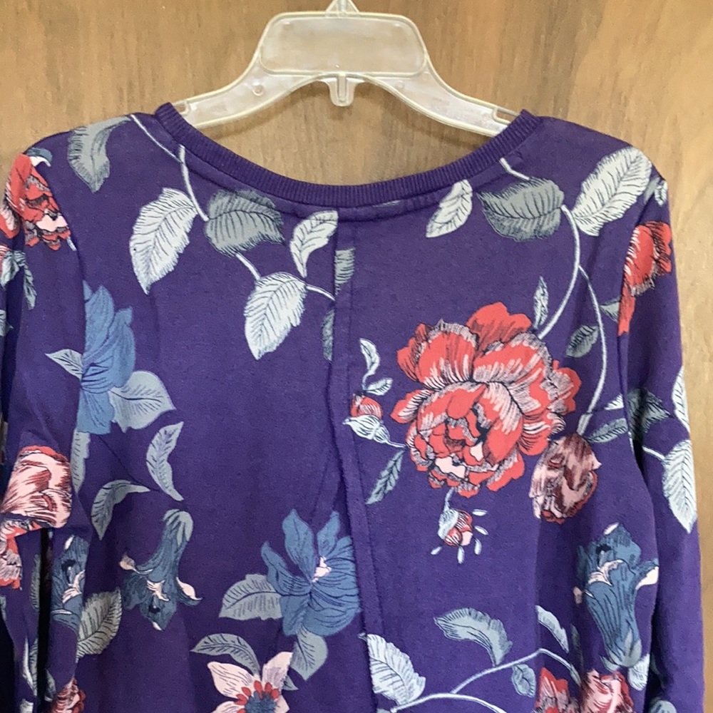 Coldwater Creek floral print top pullover seaming design on back casual S - Picture 9 of 17